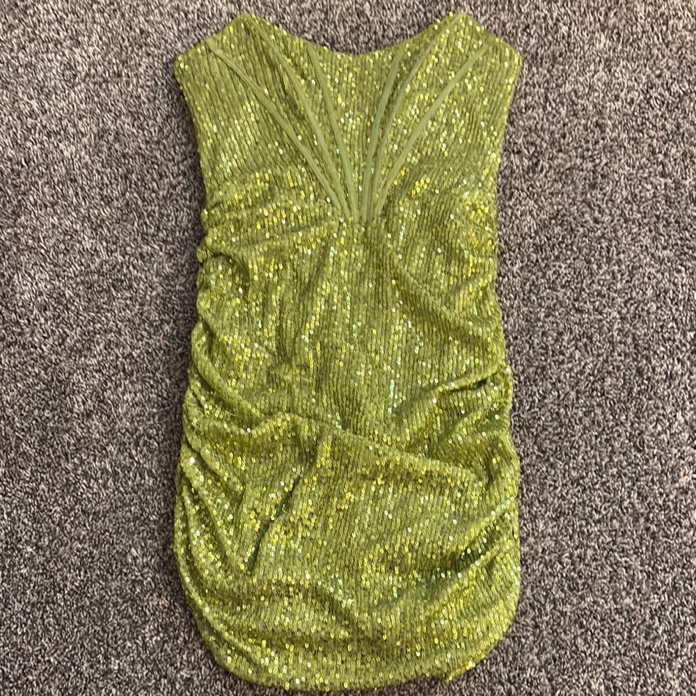 Hello Molly Green Ruched Sequin Blouse